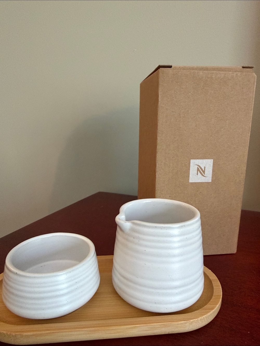 Nespresso White Ceramic Creamer and Sugar Set
